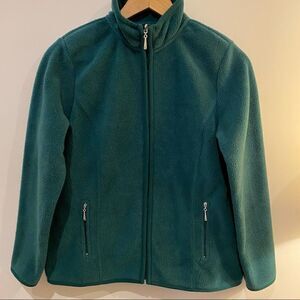 Karen Scott Sport Fleece Full Zip Jacket. Green. Petite Small